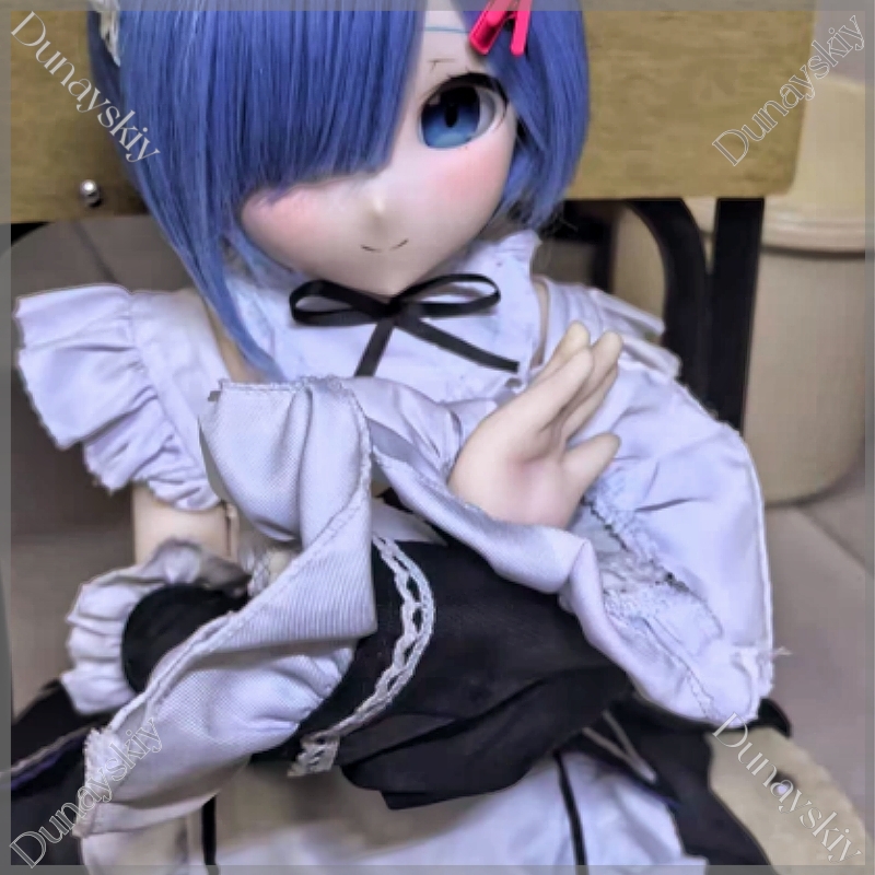 Anime Cosplay Rem - RE0 レムラム BJD 100-170 センチメートルに適合シリコーンフィギュア服コスプレメイドドレスヘッドバンド袖エプロン弓クラシックアニメメイド制服