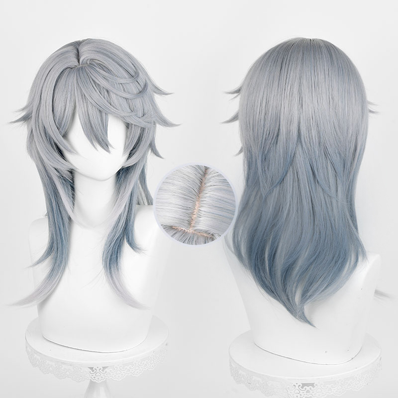 Anime Cosplay Blue Hair - HSR 日曜日コスプレウィッグ 52 センチメートルグレーブルーグラデーションウィッグコスプレアニメコスプレウィッグ耐熱人工毛