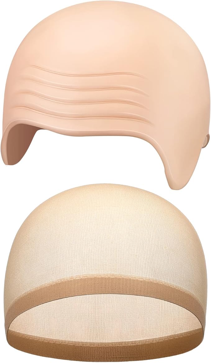 Anime Cosplay Makeup - 2ピース ラテックス製 バルドキャップ ナイロンウィッグキャップセット付き メイクアップ用 バルドヘッドウィッグキャップ