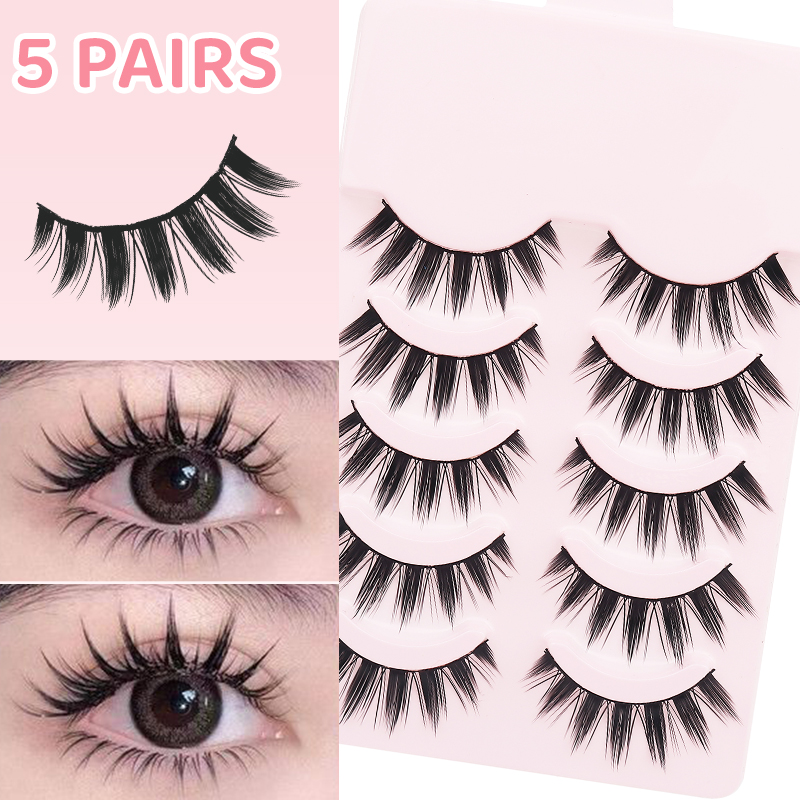 Anime Cosplay Lashes - DINGSEN 5ペア マンガ風つけまつげ ソフトで自然なロングまつげ つけまつげ アニメ風