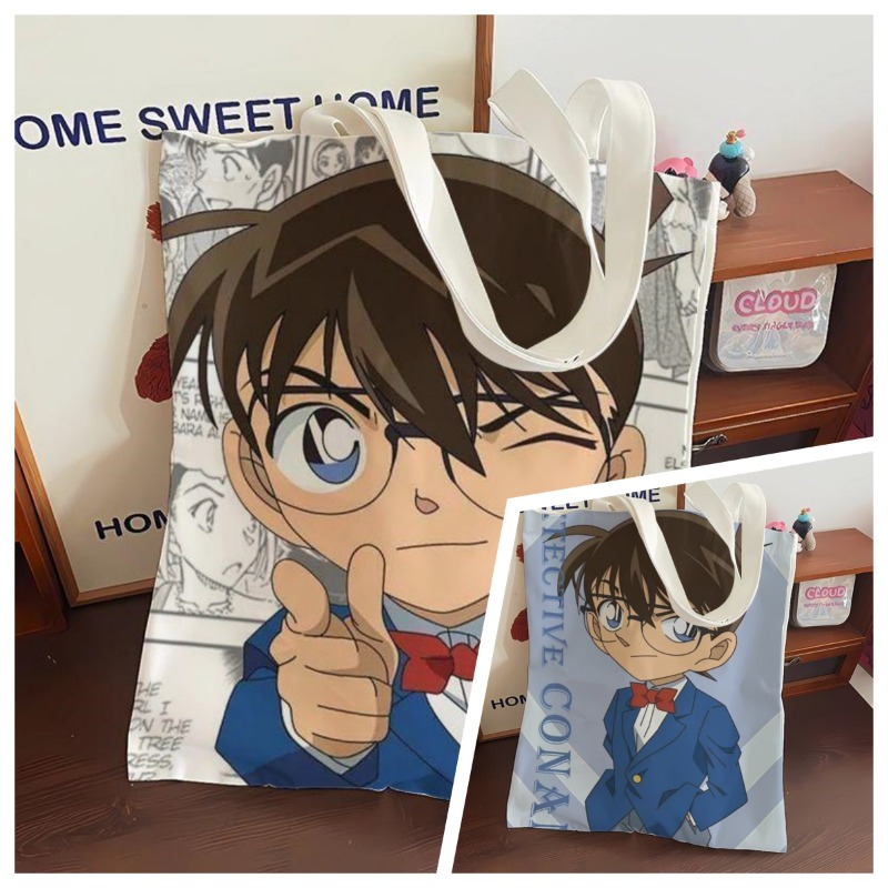 Anime Cosplay Shop - かわいいコナンアニメキャンバスバッグ大容量学生スクールハンドバッグ美的カジュアルショッピングトートバッグ日常使用用