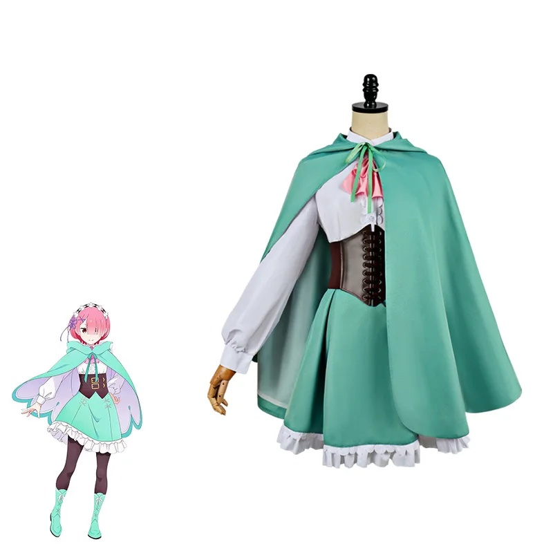 Anime Cosplay Rem - A;3\v,7'd/Re:ゼロから始める異世界生活 アニメ ラム レム コスプレ衣装 スウィートスタイルドレス