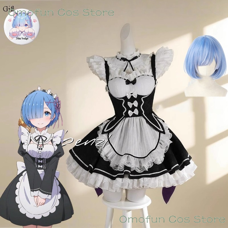 Anime Cosplay Rem - Re:ゼロから始める異世界生活 レム レム コスプレドレス 猫メイド服 ブルースタイルコスチューム
