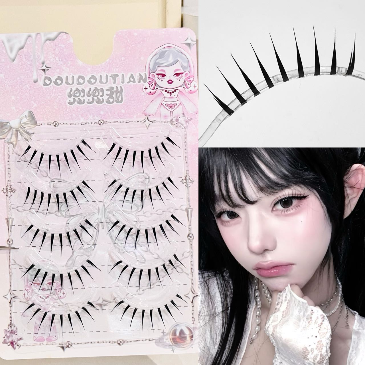 Anime Cosplay Lashes - ドゥドゥーティアン ウェットルック スパイキー フルストリップ マンガまつげ シャープチップ