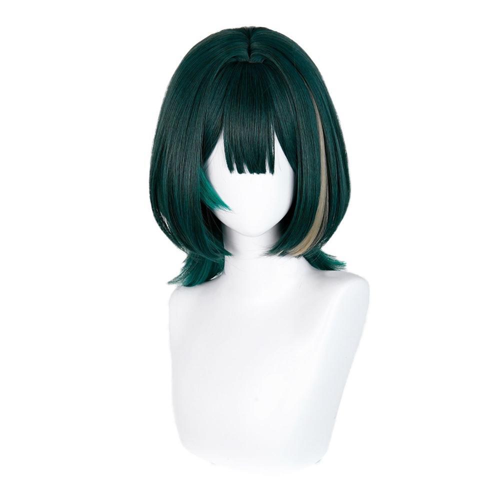 Anime Cosplay Wigs - アニメネフェルコスプレウィッググリーンハイライトウィッグ女性のためのコスプレウィッグ耐熱人工毛ハロウィンパーティー