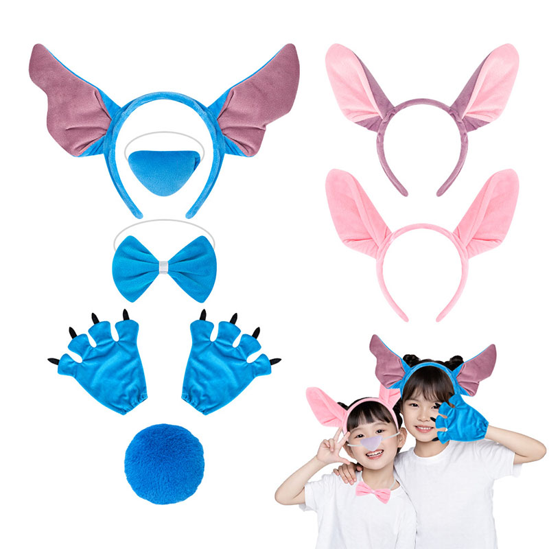 Anime Cosplay Blue Hair - ステッチエンジェルヘッドバンド多機能ヘアキッドかわいい漫画面白いアクセサリーヘッドバンドコスプレピンクブルーヘアバンドパーティー小道具