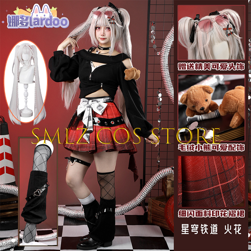 Anime Cosplay Wigs - Dreamwave Sparxie コスプレゲーム Honkai スターレールコスチュームスパークル新しいスキンコートドレスウィッグセットハロウィンパーティー衣装女性用