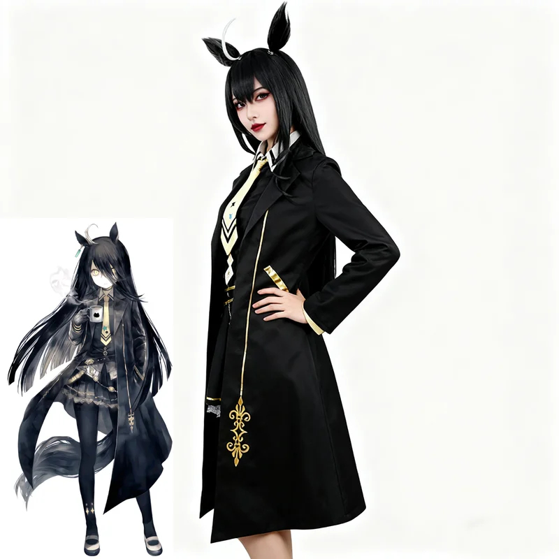 Anime Cosplay Cafe - アニメウマ娘プリティーダービーマンハッタンカフェコスプレ衣装ウィッグブラックシャツスカートフルセットハロウィンクリスマススーツyy:89