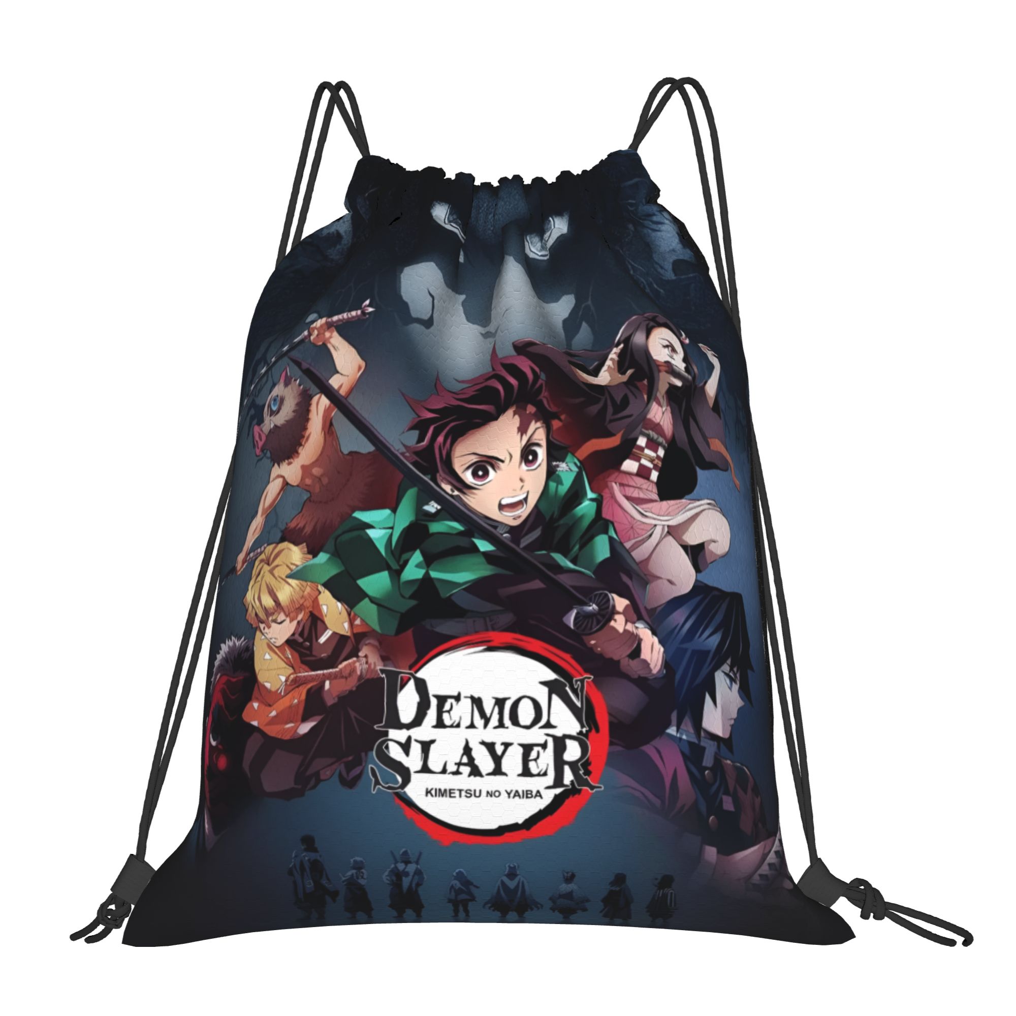 Anime Cosplay Shop - カスタム D-デーモンスレイヤーズ巾着バックパック女性男性スポーツジムサックパックポータブルユニークなアニメ漫画コミックショッピングバッグサック