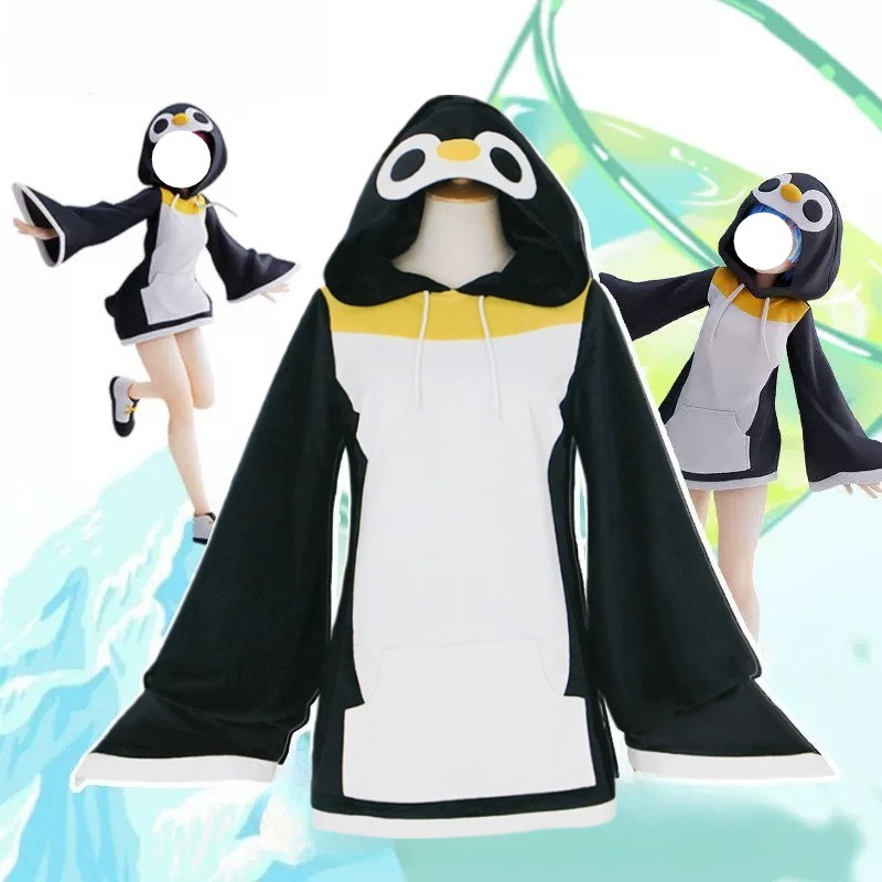 Anime Cosplay Rem - アニメレムラムコスプレ衣装かわいいペンギンフード付きドレス制服スーツ女性のためのハロウィンカーニバルパーティーロールプレイ衣装
