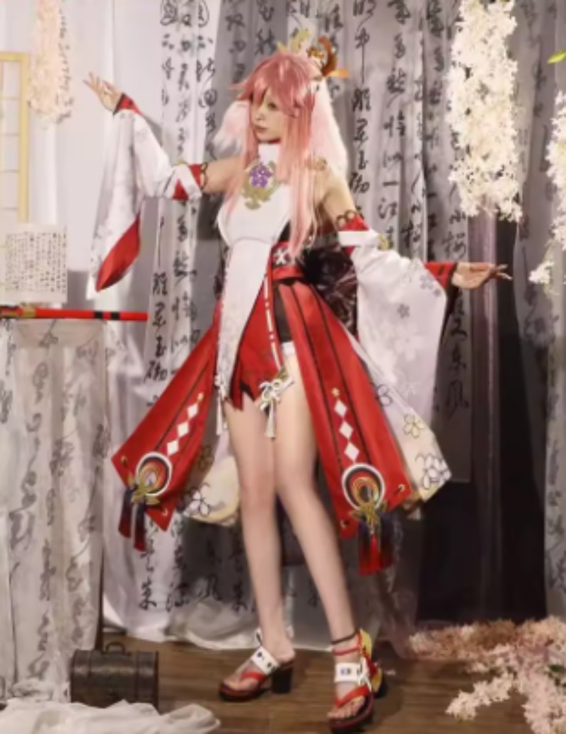 原神インパクト八重巫女コスプレ衣装制服 Perücke コス - Anime Cosplay Kostüm のレビューと価格