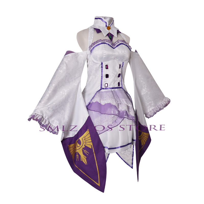 エミリアコスプレアニメ再ゼロカラハジメル異世界生活衣装白制服 - Anime Cosplay Wigs のレビューと価格