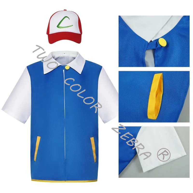 男性アニメトレーナーコスプレ衣装少年アッシュケッチュム大人用 - Anime Cosplay Kostüm のレビューと価格