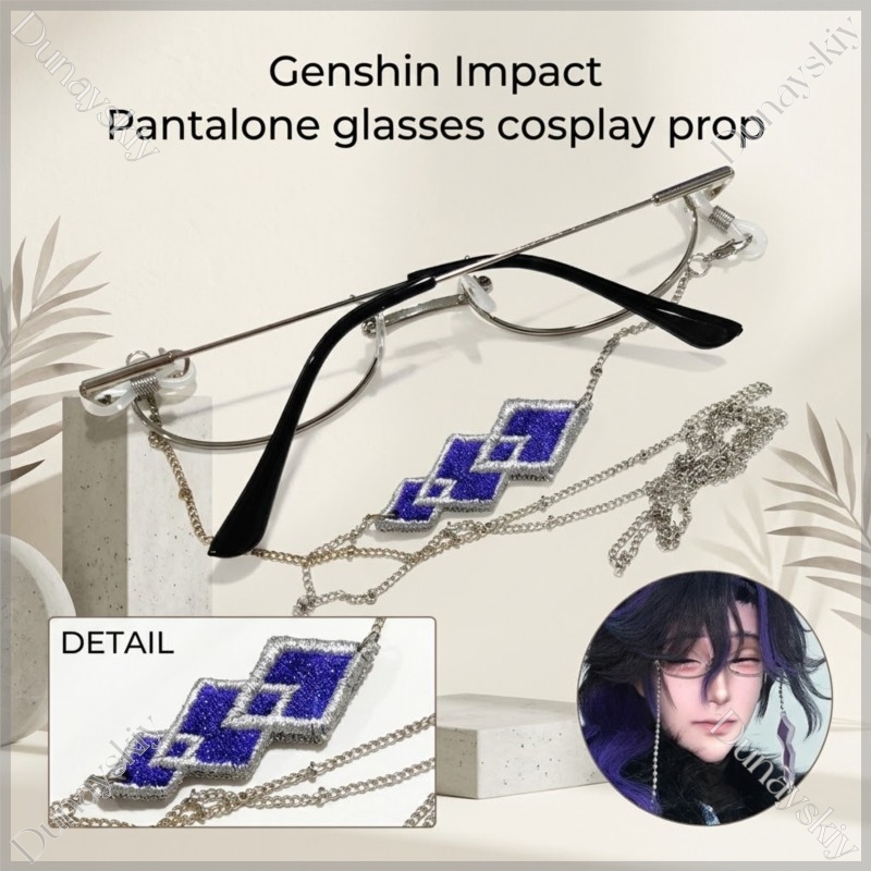 原神 パンタローネ ハーフリムメガネ ロングタッセルチェーン - Anime Cosplay Glasses のレビューと価格