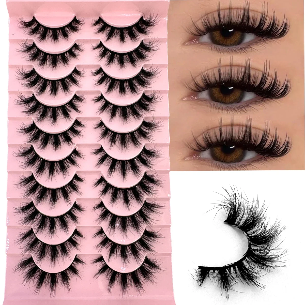 10ペアふわふわ人工ミンクまつげスリム厚めカール3Dマンガま - Anime Cosplay Lashes のレビューと価格