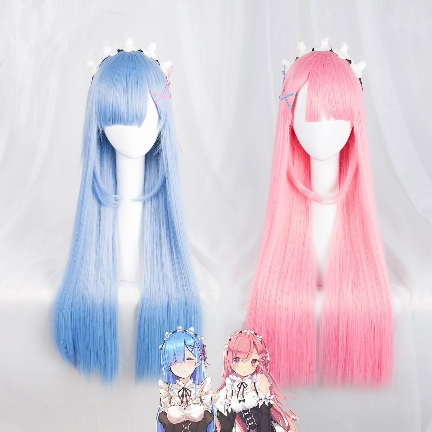 Reゼロから始める異世界生活 ラム＆レム コスプレウィッグ  - Anime Cosplay Rem のレビューと価格