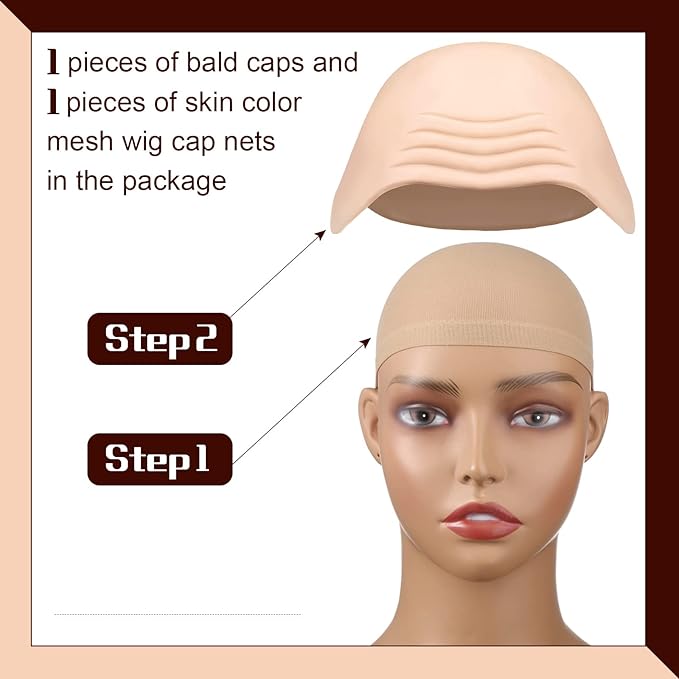2ピース ラテックス製 バルドキャップ ナイロンウィッグキャ - Anime Cosplay Makeup のレビューと価格