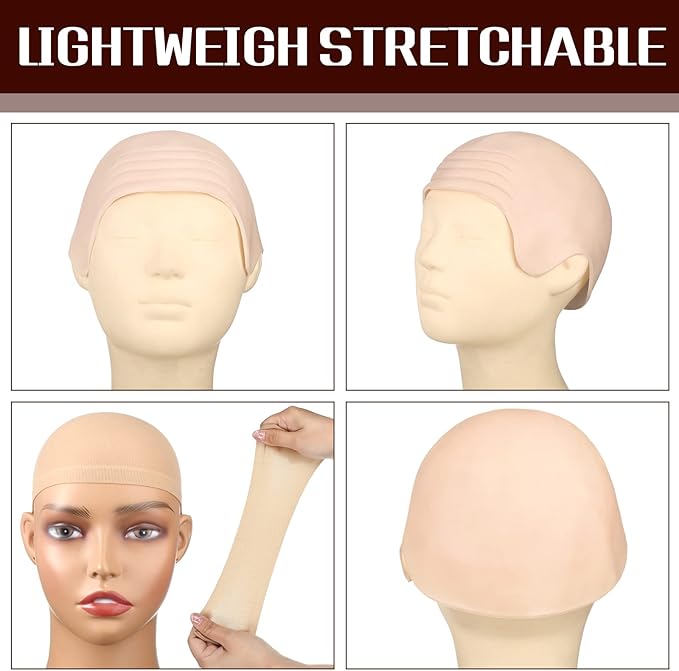2ピース ラテックス製 バルドキャップ ナイロンウィッグキャ - Anime Cosplay Makeup のレビューと価格