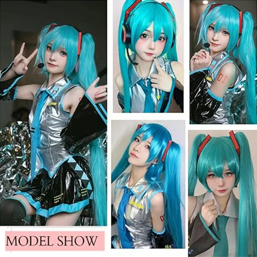 2026 ミク コスプレウィッグ 105 センチメートルロン - Anime Cosplay Blue Hair のレビューと価格